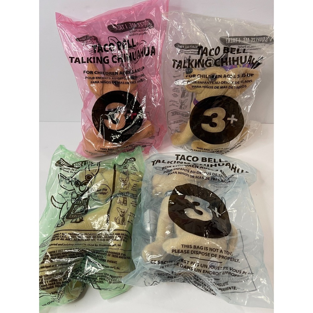 1998 Taco Bell Chihuahua Talking Dogs Complete Set of 4 NO LONGER TALKING